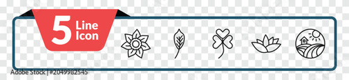 Фотография outline nature icons set - gardenia, lemon leaf, nymphea, field