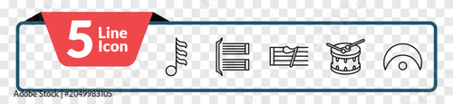 Fotografía outline music and media icons set - thirty second note, bracket, drum, fermata