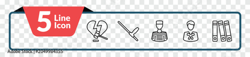 Fotografie outline law and justice icons set - divorce, baton, advocate, practise areas