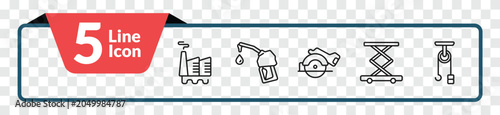 Fotografia outline industry icons set - geothermal, fuel filling, lift, sheave