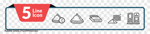 Foto outline hotel and restaurant icons set - reservation, reception bell, napkins, checkroom