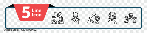 Photos outline family relations icons set - ex-husband, father, sister, grandchild