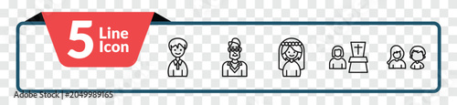 Foto outline family relations icons set - nephew, uncle, widow / widower, sibling