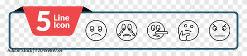 Foto outline emoji icons set - slightly frowning emoji, crying emoji, thinking angry
