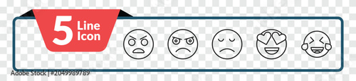 Fotografía outline emoji icons set - yelling emoji, pouting emoji, in love laughing editabl