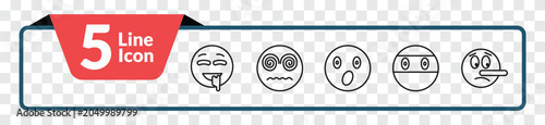 Foto outline emoji icons set - drool emoji, hypnotized emoji, ninja lying editable ve