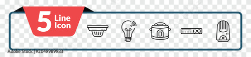 Foto outline electronic devices icons set - smoke detector, smart light, video recorder, air purifier