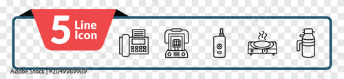 Foto outline electronic devices icons set - fax, heater, hot plate, garbage disposal