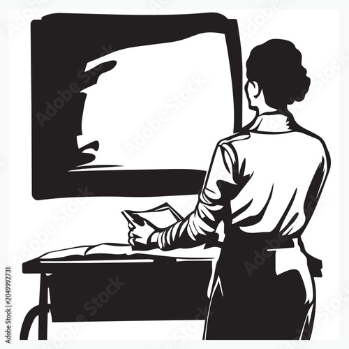 female teacher teaching in class