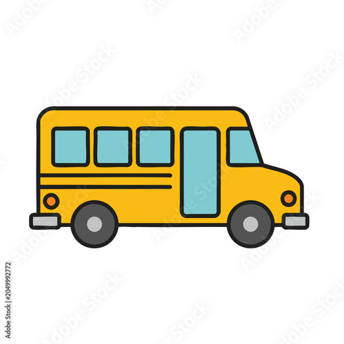 A simple flat vector illustration of a yellow school bus icon.