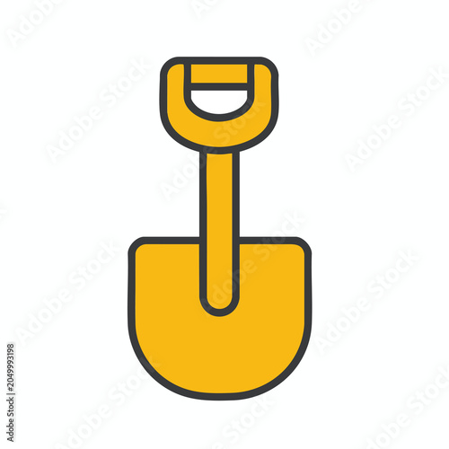Minimalist yellow shovel icon for construction and gardening design.