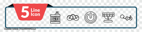 Foto outline car parts icons set - car radiator, car dashboard, manifold, tailpipe