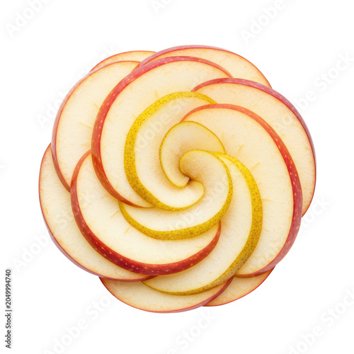 Spiral Arrangement Of Sliced Apples In Red And Yellow Colors With A Transparent Background