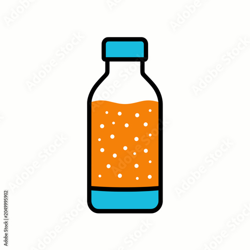 Orange Fizzy Drink Bottle Illustration on White Background