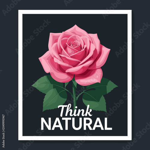 Pink Rose in Framed Artwork with Motivational Text Background
