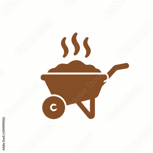 Steaming Hot Coffee Grounds in Wheelbarrow Illustration
