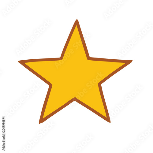Simple yellow five pointed star icon with brown outline.