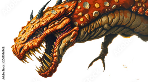 Bild auf Leinwand Monster Creature with Sharp Teeth and Scales a Powerful Fantasy Beast