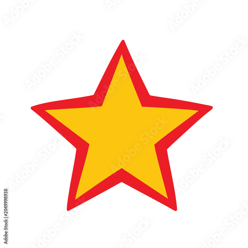 A simple five pointed star with a bold red outline and yellow fill.