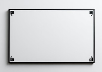 Blank White Rectangular Sign with Black Ornate Corners.