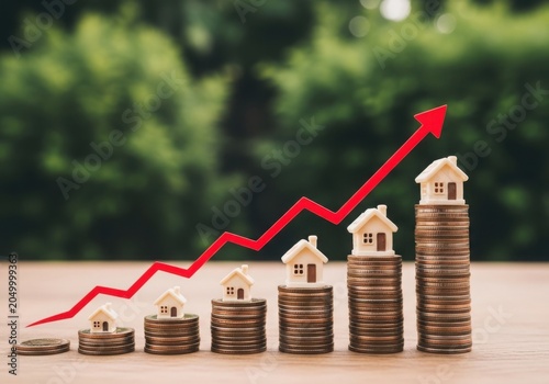 Increasing housing market trend with rising house prices and growing investment