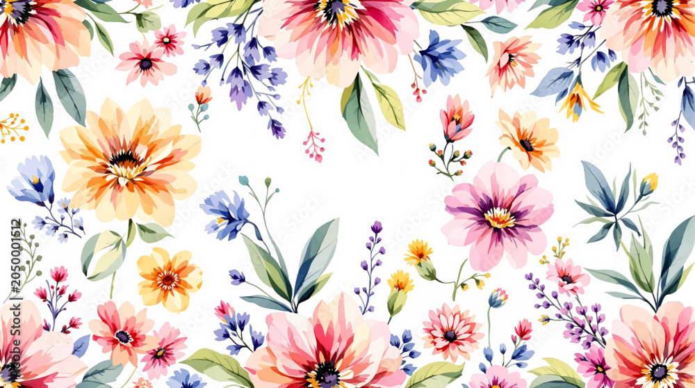 Obraz premium Soft Floral Corners Creating a Beautiful Background for Invitations and Announcements