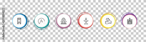 Fotografie outline religion icons set - humanism, atheism, wat phrakaew, jewish