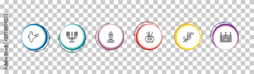 Bild auf Leinwand outline religion icons set - india, menorah, pope, monastery