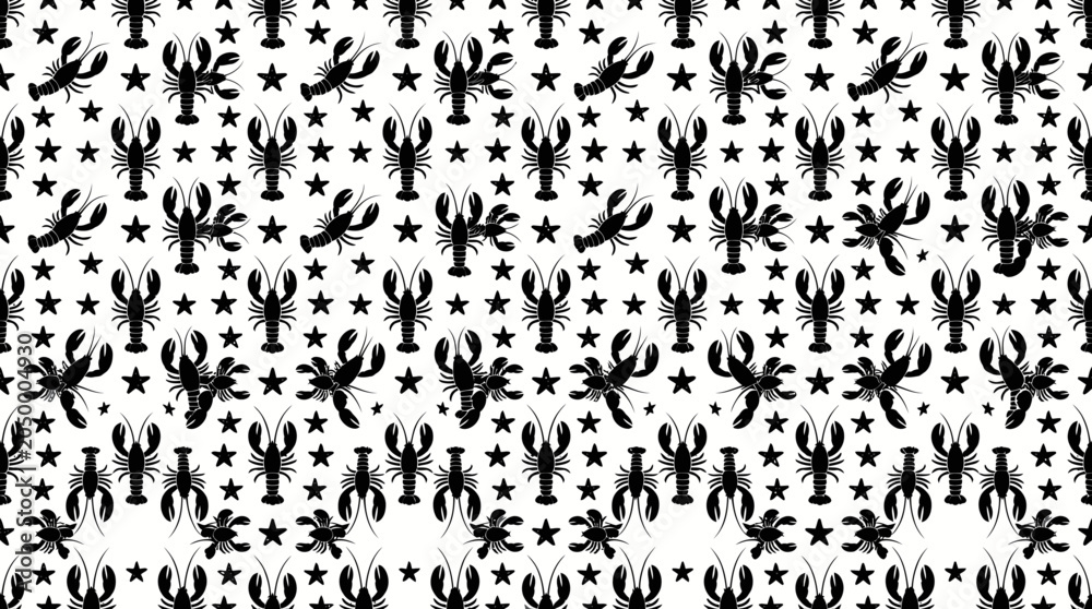 Obraz premium Lobster and Star Seamless Pattern
