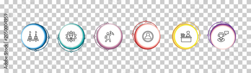 Photography outline people icons set - earings, preferences, man making soap bubbles, monologue