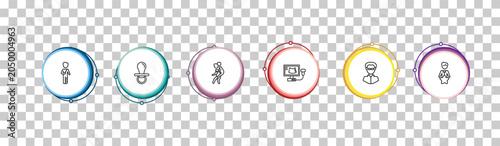Bild auf Leinwand outline people icons set - patien, baby pacifier, give a piggy back ride, perfect worker