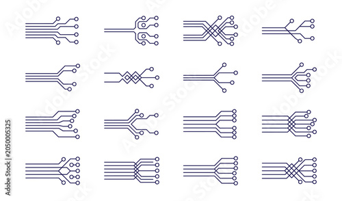 Tableau sur toile Circuit Board Connections: A collection of abstract line art illustrating variou