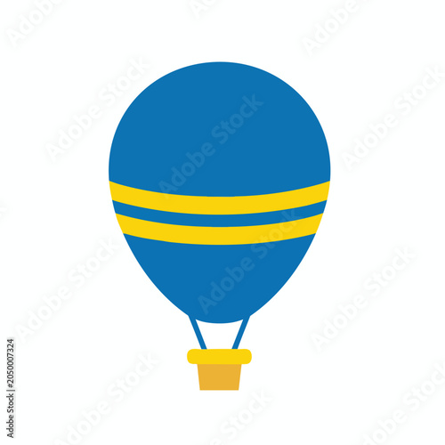 Flat Vector Illustration of a Blue Hot Air Balloon.