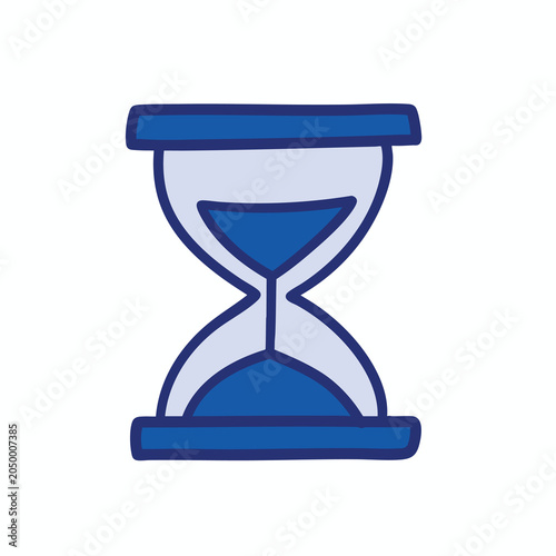 Hand drawn doodle of an hourglass timer icon.