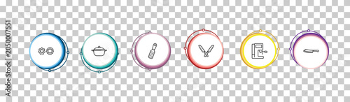 Foto outline kitchen icons set - cookie cutter, saucepan, grater, cleaver