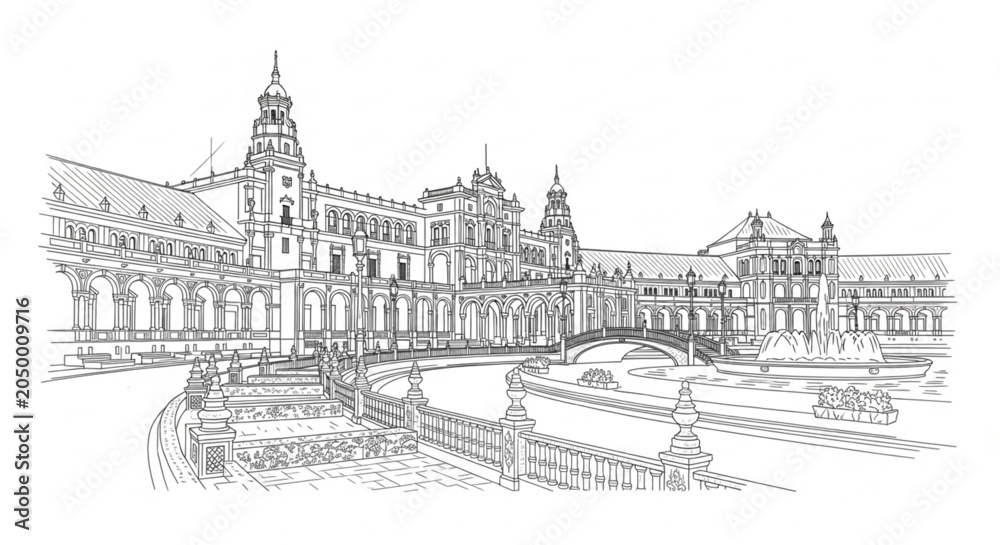 Fototapeta premium Large ornate European style building exterior.