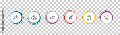 Foto outline fruits and vegetables icons set - chili, tangerine, courgette, cauliflower