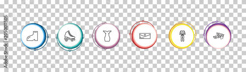 Slika na platnu outline fashion icons set - footwear, roller skater, tinge, two carnival masks