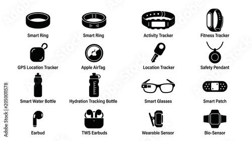 Wearable Technology and Smart Device Icon Set