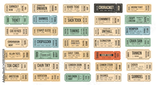 Fotografía Vintage Tickets Collection: Retro Admission Passes for Events and Travel
