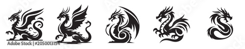 silhouette of a flying dragon