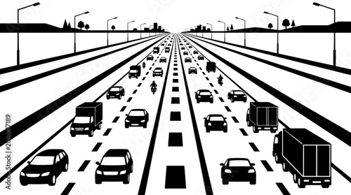 Highway Traffic Vector Illustration