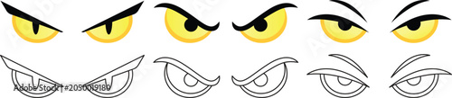 Photos Halloween Monster Eyes Vector Set with Creepy Yellow Cartoon Eye Expressions and