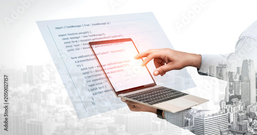 Schilderij op canvas Script programming for task manager user interface, handling form submission, in