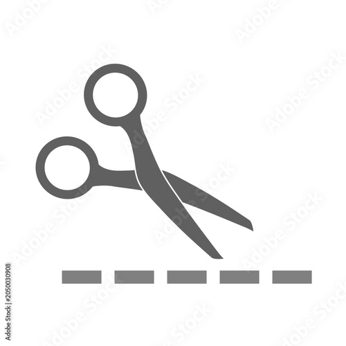 Scissors cut line icon on white background.