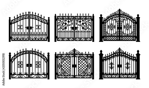 Cuadro en lienzo Ornate Wrought Iron Gates Collection, Decorative Entrance Designs, Classic Archi