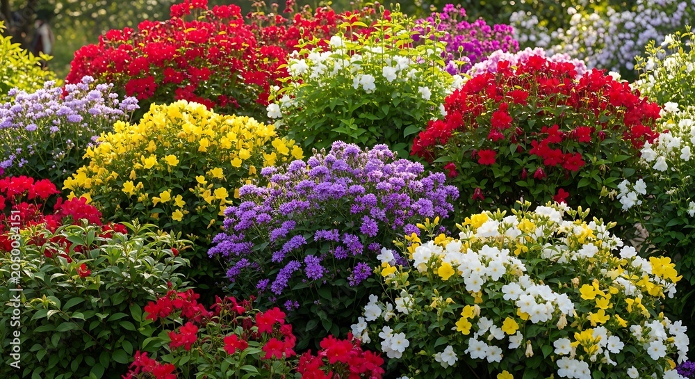 Obraz premium Vibrant multicolored flowers in garden.