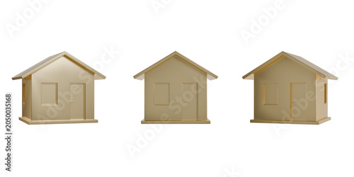3D Home house object high-resolution High-quality rendering PNG gold
