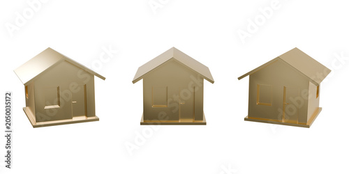 3D Home house object high-resolution High-quality rendering PNG gold
