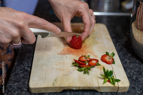 making strewberry tiramisu, italian sweet dessert cooking